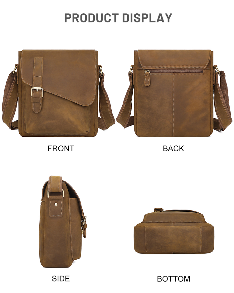 Qixicai genuine leather luxury business leather crossbody shoulder bag for men